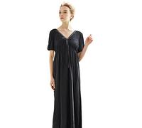 YAROVA Chemise De Nuit Femme - Vintage Dentelle Chemise De Nuit Femmes Coton Sexy Col en V Longue Robe De Nuit Vêtements De Nuit Casual Vêtements De Nuit D'Été À Manches Courtes Vêtements À