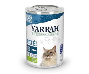 Yarrah Bio Pâté de poisson MSC à la spiruline / algues marines pour chat 12 x 400 grs,