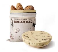 YARRAMATE Ensemble Sac à Pain et Couvercle en Cire d'Abeille Naturelle, Réutilisable et Compatible Congélateur, Essentiel pour Miches et Levain (17x13, 12 Inch)