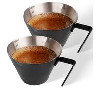 YARRAMATE Lot de 2 tasses à shot à expresso en acier inoxydable à double bec avec ouverture en forme de V, accessoires expresso, 100 ml (noir)