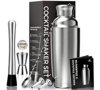 YARRAMATE Shakers à Cocktails 8 pièces, 700 ML Shaker Cocktail INOX Avec Passoire Intégrée, Kit Isotherme Avec Jigger, Cuillère, Pilon, Verseurs et Recettes pour Bar Maison (Jigger mit échelle)
