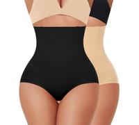 YARRCO Culotte Gainante Femme Ventre Plat Invisible Culottes Sculptantes Femme Taille Haute Gaine Amincissante Shapewear Minceur Panty Gainant sans Couture (#2 Noir+Beige-Medium Control,S)