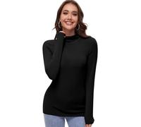 YARRCO Haut Thermique Femme Manche Longue Col roulé Casual sous-vêtements Thermiques Chaud & Léger Ski sous Pull t Shirt Hiver Doux et Confortable (Noir,S)