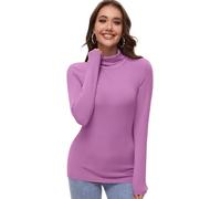 YARRCO Haut Thermique Femme Manche Longue Col roulé Casual sous-vêtements Thermiques Chaud & Léger Ski sous Pull t Shirt Hiver Doux et Confortable (Violet,L)