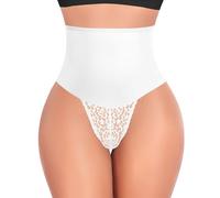 YARRCO String Gainante Ventre Plat Taille Haute Lace Culotte Dentelle Slip Gainante Amincissante Culottes Sculptantes Femme Tanga Gainante Shapewear Thong (#1 Blanc,L)
