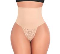 YARRCO String Gainante Ventre Plat Taille Haute Lace Culotte Dentelle Slip Gainante Amincissante Culottes Sculptantes Femme Tanga Gainante Shapewear Thong (#1 Beige,XXL)