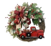 Yarryuter Couronne de Décoration de Noël en Forme de Camion Rouge, Décoration Vintage en Bois pour la Récolte d'automne, Thanksgiving 1 Pièce