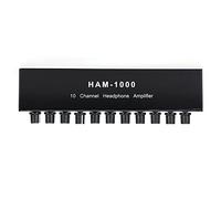 Yarryuter Distributeur Audio 10 Canaux DC12-24V Amplificateur Audio StéRéO AUX 3,5 Mm Amplificateur pour Enregistrement en Studio Prise UE