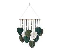 Yarryuter Feuilles Murales en Macramé, Décoration Murale en Macramé Boho, Tapisserie Murale à Pompons de Feuilles Tissées à la Main, Largeur B 40 cm X Hauteur 55 cm
