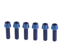 Yaruijia Lot de 6 boulons en titane M6 x 10/15/16/18/20/25/30/35/40/45/50/55/60 mm à tête conique hexagonale Gr5 (M6 x 18 mm, bleu)