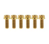 Yaruijia Lot de 6 boulons en titane M6 x 10 15 20 25 30 35 40 45 50 55 60 65 mm Vis hexagonales à petite bride pas de 1 mm (M6 x 20 mm, doré)
