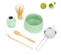 YARVPUV Matcha Kit 6 Pièces Kit Matcha Complet avec Fouet Bol Céramique, Support, Cuillère, Tamis et Cuillères Matcha Coffret Matcha Set Accessoires Premium pour Préparation