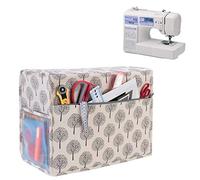 Yarwo Housse de Protection pour Machine à Coudre avec Poches, Arbre | Avec Plusieurs Poches, Poches Latérales Translucides, Compatible Singer Brother Janome pour Protection Anti-Poussière