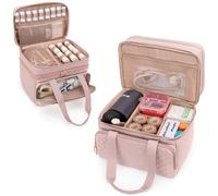 YARWO Mallette Infirmière Libérale à Double Couche, Trousse de Secours avec Rangement pour Médicaments, Sac Médical Rose
