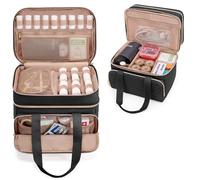 Yarwo Mallette Infirmière Libérale à Double Couche, Trousse de Secours avec Rangement pour Médicaments, Sac Médical Noir