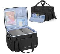 Yarwo Sac de Transport pour Imprimante Compatible HP OfficeJet Pro/DeskJet/Smart-Tank/Epson EcoTank, Rangement Rembourrée avec Planche de Base Cloisons pour Encre, Papier, Fournitures de Bureau