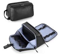Yarwo Trousses de Toilette Homme Sac étanche Organisateur Hygiène avec Poignée et Crochet Suspendu Trousse de Voyage Compacte pour Rasoir, Soins Visage, Essentiels Douche (Noir, Format Voyage)