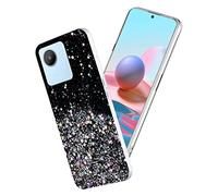 Yarxiawin Coque de protection compatible avec Realme C30 - Transparent - Paillettes - En silicone - Transparent - Fine - Noir