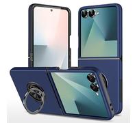 Yarxiawin Étui pour Samsung Galaxy Z Flip 7 avec Anneau Support, Cool Housse pour Samsung Galaxy Z Flip 7 Coque Antichoc Aimantée Esthétique Mine Case Silicone Cover (Bleu)