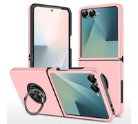Yarxiawin Étui pour Samsung Galaxy Z Flip 7 avec Anneau Support, Cool Housse pour Samsung Galaxy Z Flip 7 Coque Antichoc Aimantée Esthétique Mine Case Silicone Cover (Rose)
