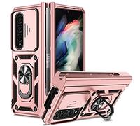 Yarxiawin Étui pour Samsung Galaxy Z Fold 4, Protection Caméra Housse pour Samsung Fold 4 Coque Anti Choc avec Anneau Support Élégante Case Bumper (Rose)