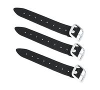 YAS Designer Lot de 3 sangles d'extension de kilt en cuir véritable avec boucle pour kilt - Ajustement personnalisable, cuir noir, taille unique