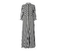 YAS Yassavanna Long Shirt Dress S. Noos Robe Longue, Noir/Rayures : Rayures Blanches, XXL Femmes