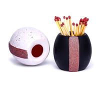 Yasgok Lot de 2 supports d'allumettes en céramique avec bâton | Jolie boîte décorative | Allumettes pour bougies dans un bocal | Cadeaux de décoration d'intérieur modernes | Allumettes non incluses