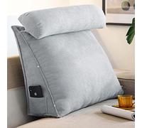 YASHANG Coussin en coin triangulaire pour la lecture avec soutien du cou réglable, coussin de soutien dorsal pour canapé-lit, coussin de dossier pour tête de lit et soutien lombaire (gris)