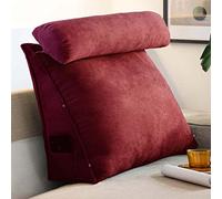YASHANG Coussin en coin triangulaire pour la lecture avec soutien du cou réglable, coussin de soutien dorsal pour canapé-lit, coussin de dossier pour tête de lit et soutien lombaire (Rouge vin)