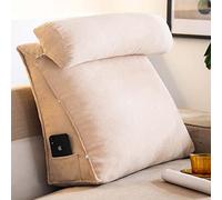YASHANG Coussin triangulaire de lecture avec cou réglable, coussin de soutien lombaire pour canapé, lit, tête de lit, coussin de soutien lombaire (champagne)
