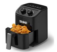 YASHE 2,3L Friteuse Sans Huile pour 1-2 Personnes, Petit Air Fryer avec 6 Menu, Double Bouton Manuel pour Température & Minuterie, Circulation D’air Chaud 3D, Panier Antiadhésif, Lave-Vaisselle