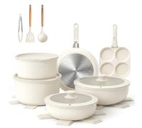 YASHE Batterie de Cuisine 20 Pièces avec Poignée Amovible, Set de Poêles et Casseroles Antiadhésives en Granit, Casseroles Empilables Compatibles Induction, Gain de Place pour Camping-Car, Sans PFOA