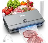 YASHE 80KPA Machine Sous Vide Alimentaire avec Couvercle Magnétique, 10-en-1 Double Pompe et Double Scellage Machine Sous Vide, Rangement de Rouleau Intégré, 1 Rouleau de Sacs Inclus