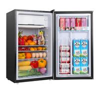 YASHE 92L Petit Frigo avec Congélateur, Porte-Bouteilles Intégré Compact, Énergétique, Silencieux, Porte Réversible, Thermostat Réglable, pour Chambre, Bureau, Cuisine et Dortoir, Acier Inoxydable