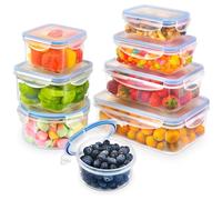 YASHE Boîte Alimentaire Set, 16 Pièces(8 récipient, 8 couvercle), Boîtes Alimentaires Plastique Réutilisables Hermétiques, Sans BPA, 100% Étanche