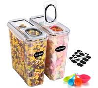 YASHE Boîte de Rangement Cuisine Lot de 2, 3.7L Sans BPA Boîtes Conservation Alimentaire en Plastiqueavec Couvercle, Boîte Hermetiques Alimentaires avec Étiquettes pour Céréales et Aliments