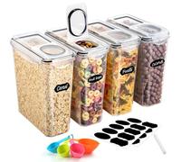 YASHE Boîte de Rangement Cuisine Lot de 4, 3.7L Sans BPA Boîtes Conservation Alimentaire en Plastiqueavec Couvercle, Boîte Hermetiques Alimentaires avec Étiquettes pour Céréales et Aliments