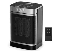YASHE Chauffage d'appoint électrique, céramique PTC 1500W, Télécommande, Sécurité enfant, Protection anti-basculement et anti surchauffe, Minuterie 1-24 h, Mode ECO