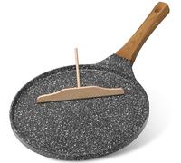 YASHE Crêpière Antiadhésive 26 cm, Poêle à Crêpes Plate Compatible Induction, avec Spatule en Bois, Facile à Nettoyer, Idéale pour Crêpes, Pancakes et Omelettes