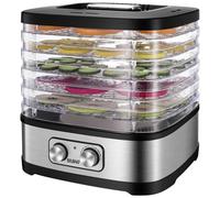 YASHE Déshydrateur 240 W, 5 plateaux, 35-70 °C, minuteur 72 h | Air chaud à 360° | Espacement des plateaux réglable | Sans BPA | Lavable au lave-vaisselle | Silencieux | Anti-surchauffe
