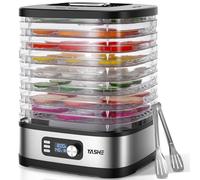 YASHE Deshydrateur Alimentaire 8 Plateaux, 72H Temps & Température, Inclus Feuilles en Maille, Plateau pour Rouleaux de Fruits et Pinces Inox pour Jerky, Fruits, Viande, Légumes, Herbes, Sans BPA