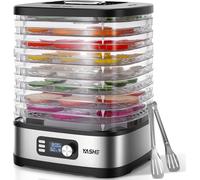 YASHE Deshydrateur Alimentaire 8 Plateaux, 72H Temps & Température, Inclus Feuilles en Maille, Plateau pour Rouleaux de Fruits et Pinces Inox pour Jerky, Fruits, Viande, Légumes, Herbes, Sans BPA