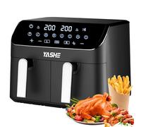 YASHE Dual Zone Air Fryer, 9L Friteuse Sans Huile avec 2 Tiroirs, 8-en-1 Programmes de Cuisson Écran Tactile Friteuse Air Fryer, Fonctions Match Cook & Smart Finish Friteuse Air Chaud