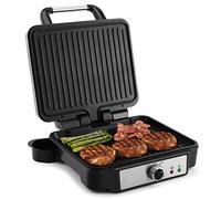 YASHE Grille Électrique à Viande, 4 Tranches de Grill Panini avec Plaques Revêtues Antiadhésives, Contrôle de Température, Voyant Lumineux, Ouverture à 180 Degrés, Plateau d'égouttage amovible, 1800W