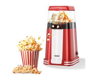 YASHE Machine à pop-corn rétro, 1200W Machine à pop-corn à air chaud avec gobelet doseur, à bouton unique, sans huile, Parfaite pour les cinémas maison, les soirées cinéma, les fêtes
