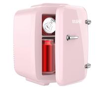 YASHE Mini Frigo de Chambre, 4 Litres Frigo Cosmetique, Petit Frigo Thermoélectrique CA/CC pour Boissons, Nourriture, Beauté, Bureau, Dortoir, Voiture, Rose