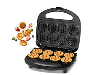 YASHE Mini Gaufrier, 8 Petites Gaufres de 5 cm, Plaques Antiadhésives | Design compact et facile à nettoyer, idéal pour les petits-déjeuners, fêtes et goûters