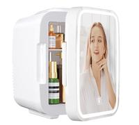 YASHE - Mini réfrigérateur pour chambre à coucher, armoire de soins de la peau avec miroir lumineux LED, petit réfrigérateur de 4 litres, chauffage thermoélectrique et refroidisseur 110 V AC/12 V CC
