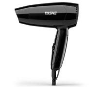 YASHE Mini Sèche-Cheveux Pliable de Voyage, Sèche-Cheveux Compact 1200W Avec 2 Réglages de Chaleur et Vitesse, Buse de Précision, Cordon 1,8 m, Léger Pour Voyage, Maison, Hôtel ou Dortoir, Noir